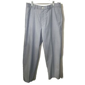 BROOKS BROTHERS Clark Straight Fit Oxford Blue Cotton Flat Front Pants‎ W34/L32